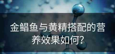 金鲳鱼与黄精搭配的营养效果如何？